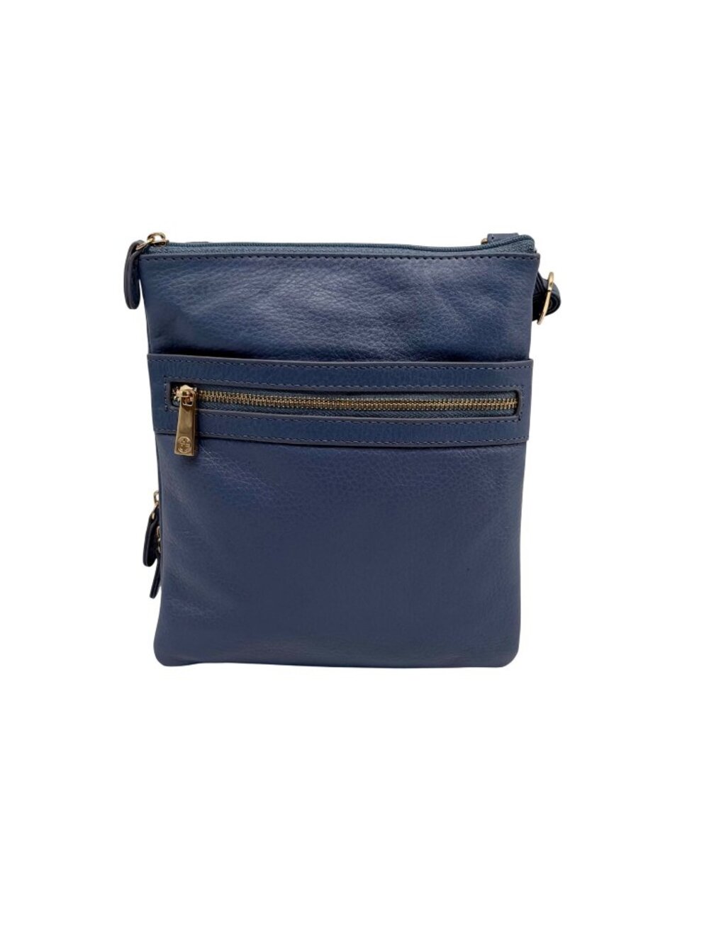Giani Bernini Blue Pebble Leather Triple Zip Dasher Crossbody Bag